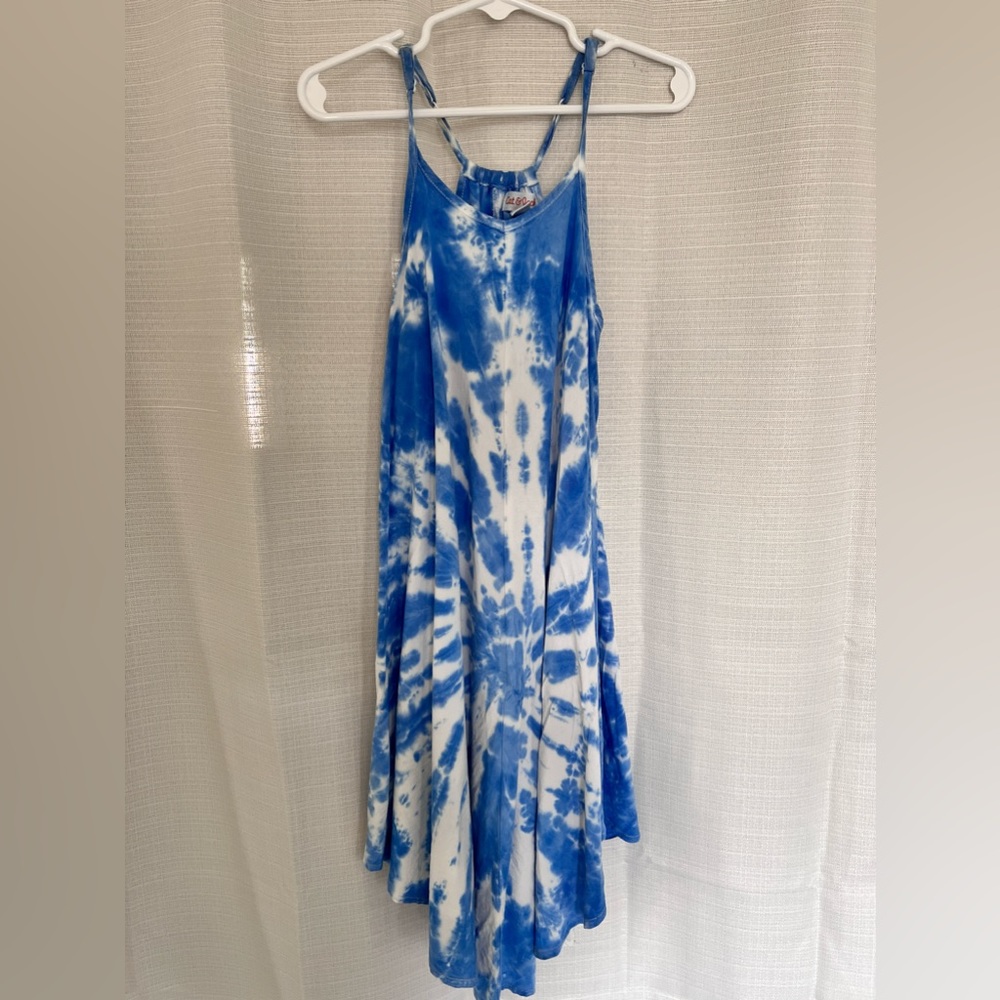Cat & Jack Girls Blue and White Tie Dye Dress XS 4/5